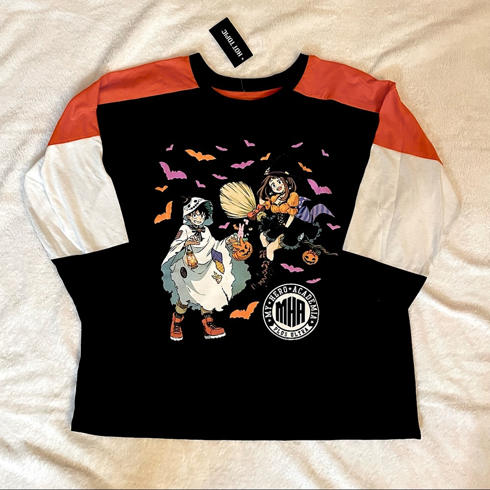 Hot Topic My Hero Academia Halloween Colorblock Long Sleeve Shirt Sz M
